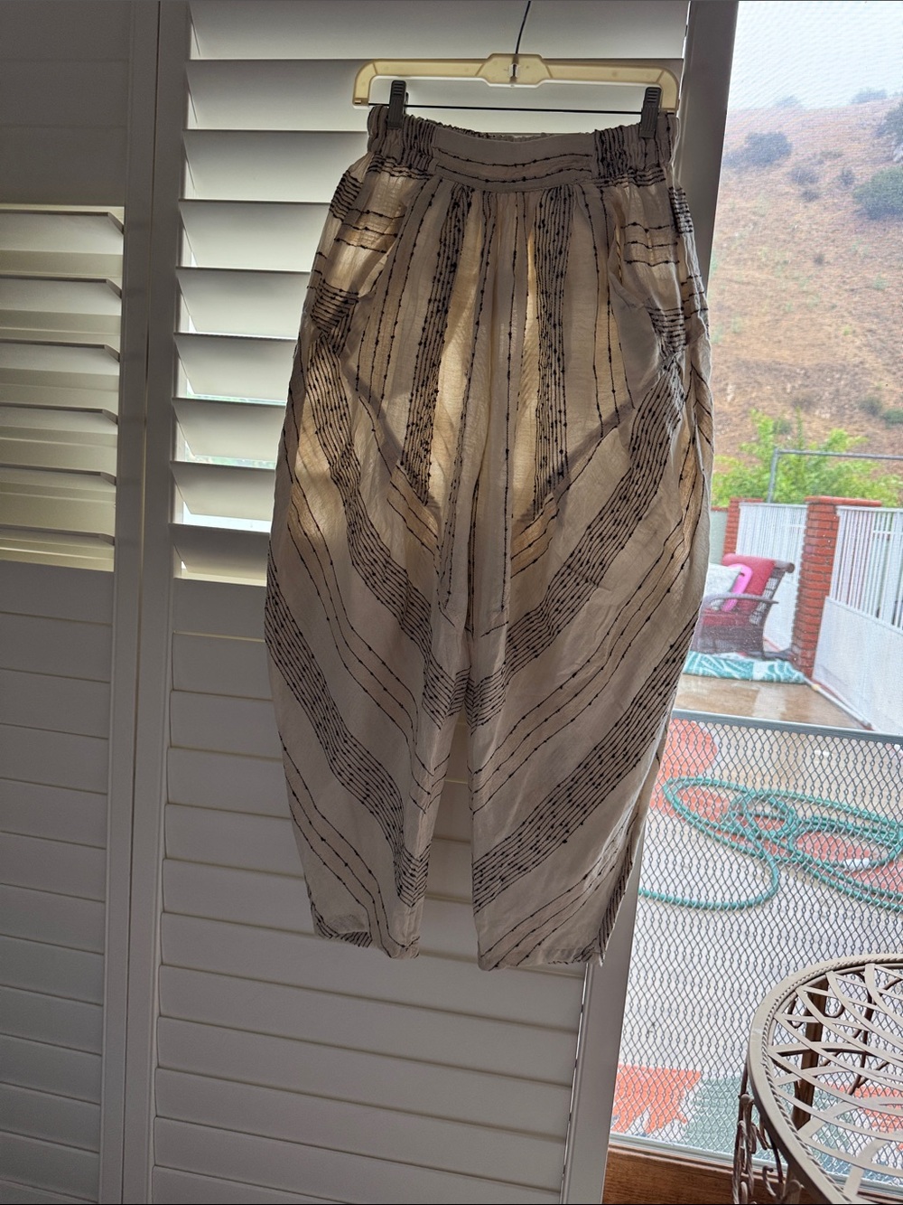 Free People Cream and Black Striped  pants